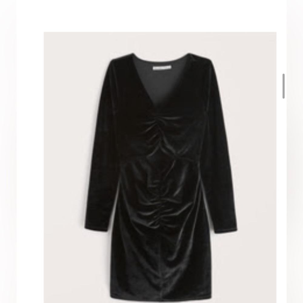 Abercrombie & Fitch Bodycon long sleeved velvet black dress -NEW-XS